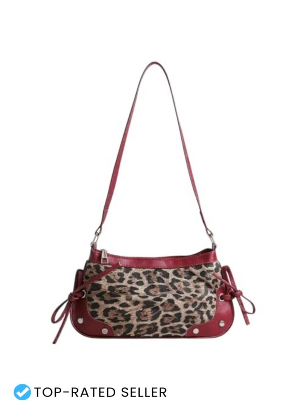 Small Leopard Print Clutch Shoulder Handbag Vegan Leather Adjustable Strap